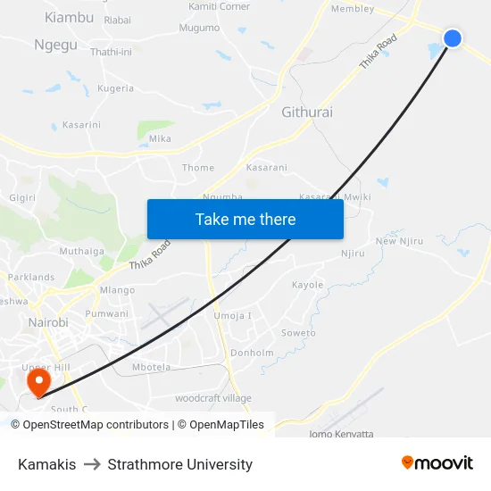 Kamakis to Strathmore University map