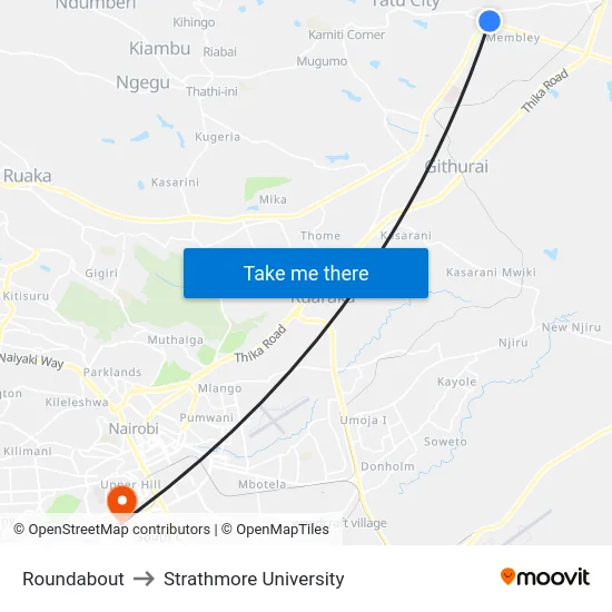 Roundabout to Strathmore University map