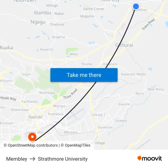 Membley to Strathmore University map