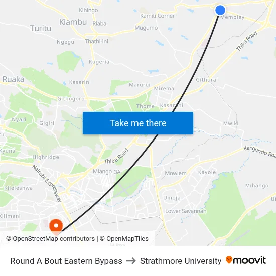 Round A Bout Eastern Bypass to Strathmore University map