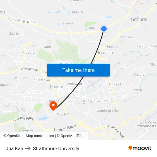 Jua Kali to Strathmore University map