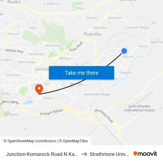 Junction-Komarock Road N Kangundo to Strathmore University map