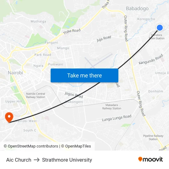Aic Church to Strathmore University map