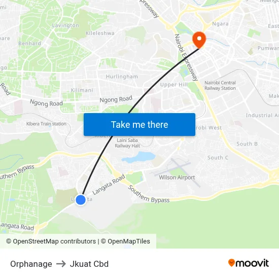 Orphanage to Jkuat Cbd map