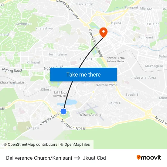 Deliverance Church/Kanisani to Jkuat Cbd map