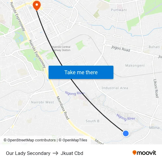 Our Lady Secondary to Jkuat Cbd map