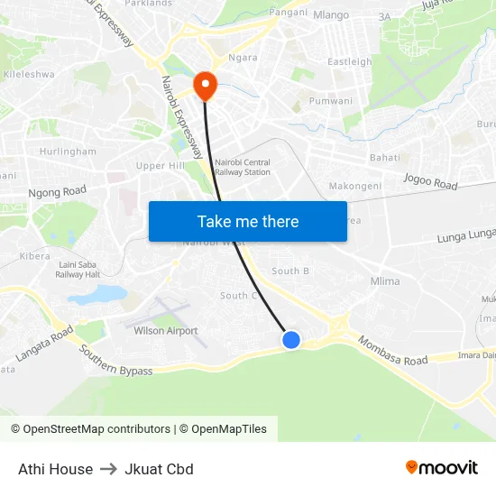Athi House to Jkuat Cbd map