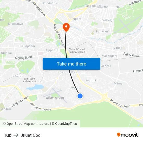Klb to Jkuat Cbd map