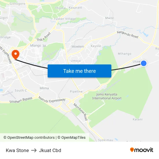Kwa Stone to Jkuat Cbd map