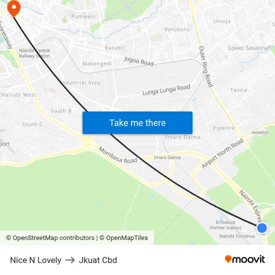 Nice N Lovely to Jkuat Cbd map
