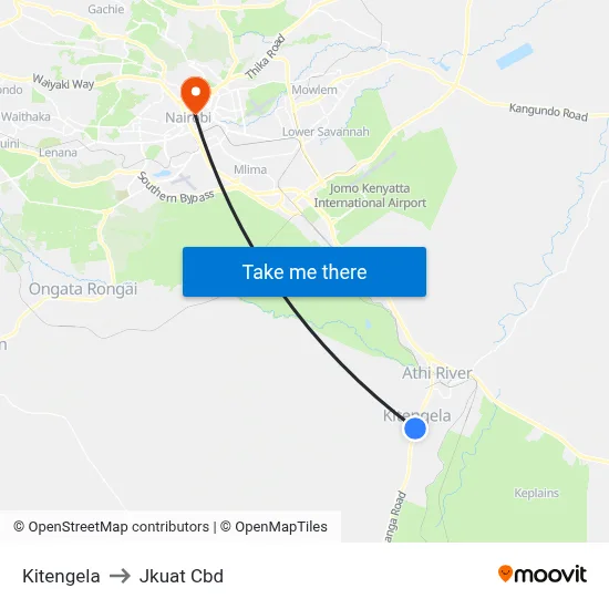 Kitengela to Jkuat Cbd map
