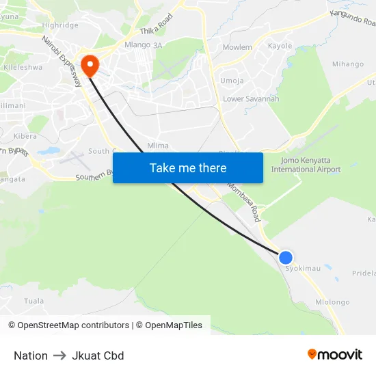 Nation to Jkuat Cbd map