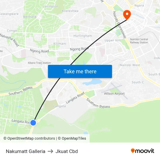 Nakumatt Galleria to Jkuat Cbd map