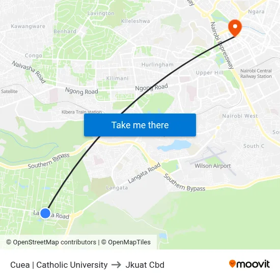 Cuea | Catholic University to Jkuat Cbd map
