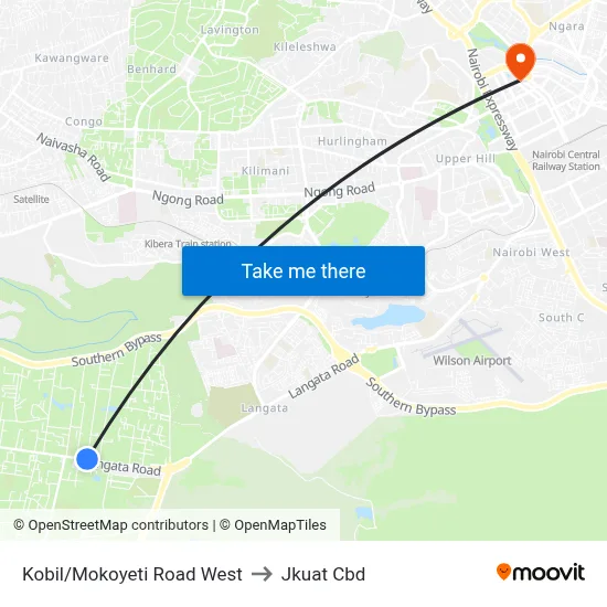 Kobil/Mokoyeti Road West to Jkuat Cbd map