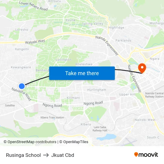 Rusinga School to Jkuat Cbd map