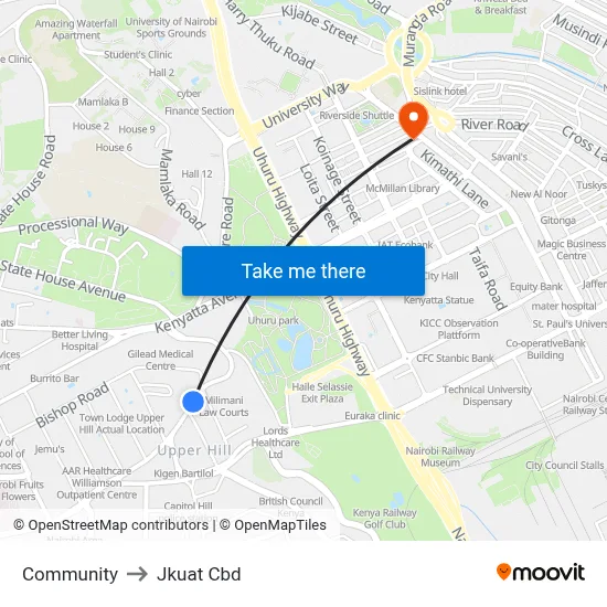 Community to Jkuat Cbd map