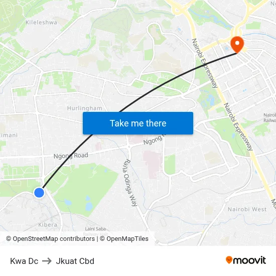 Kwa Dc to Jkuat Cbd map