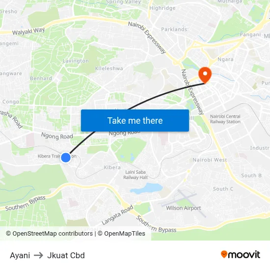 Ayani to Jkuat Cbd map