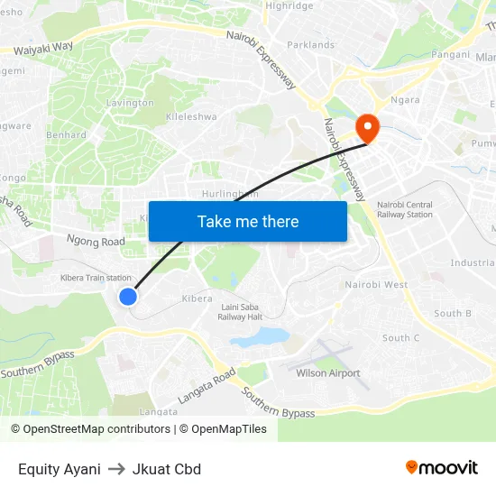 Equity Ayani to Jkuat Cbd map
