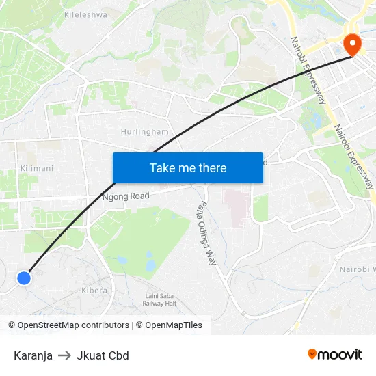Karanja to Jkuat Cbd map
