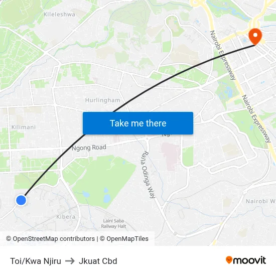 Toi/Kwa Njiru to Jkuat Cbd map