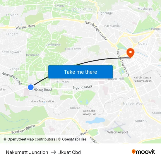 Nakumatt Junction to Jkuat Cbd map