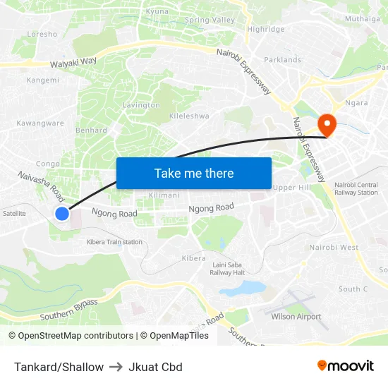 Tankard/Shallow to Jkuat Cbd map