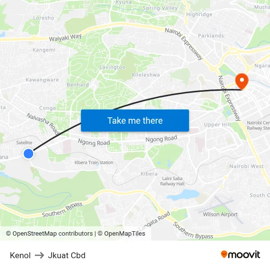 Kenol to Jkuat Cbd map