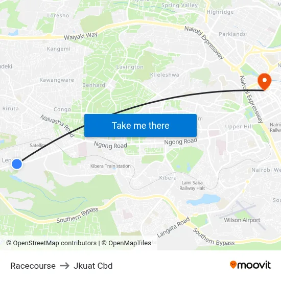 Racecourse to Jkuat Cbd map