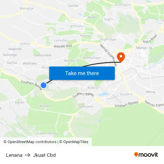 Lenana to Jkuat Cbd map