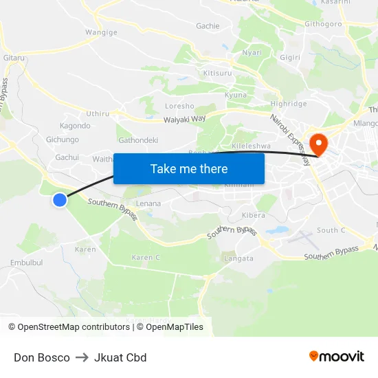 Don Bosco to Jkuat Cbd map