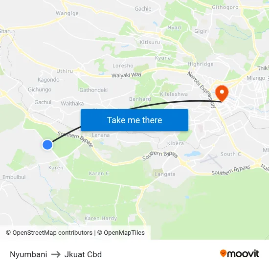 Nyumbani to Jkuat Cbd map