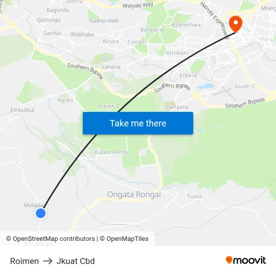 Roimen to Jkuat Cbd map