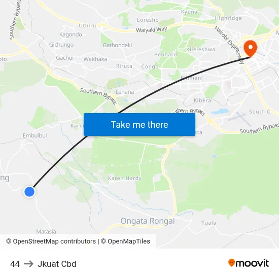 44 to Jkuat Cbd map