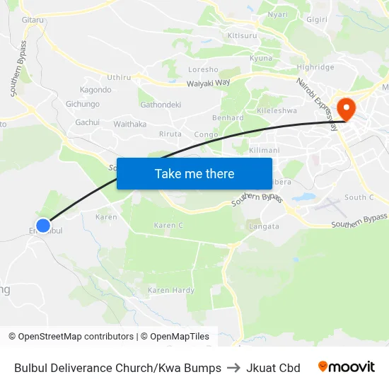 Bulbul Deliverance Church/Kwa Bumps to Jkuat Cbd map