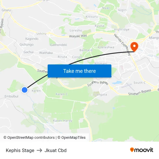 Kephis Stage to Jkuat Cbd map