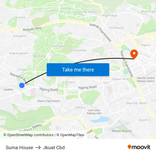 Suma House to Jkuat Cbd map