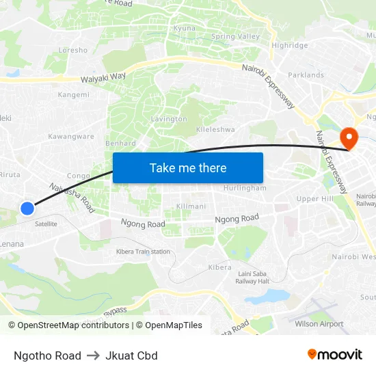 Ngotho Road to Jkuat Cbd map