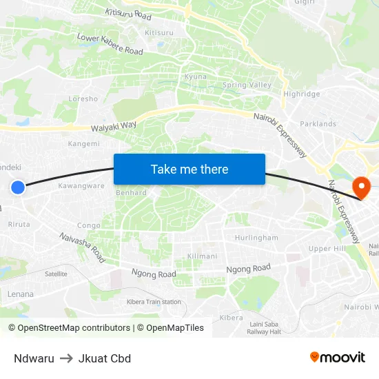 Ndwaru to Jkuat Cbd map