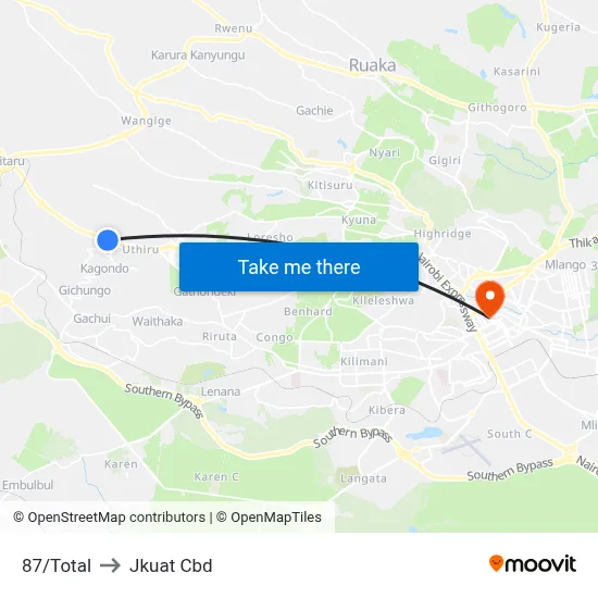 87/Total to Jkuat Cbd map