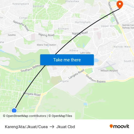 Kareng'Ata/Jkuat/Cuea to Jkuat Cbd map