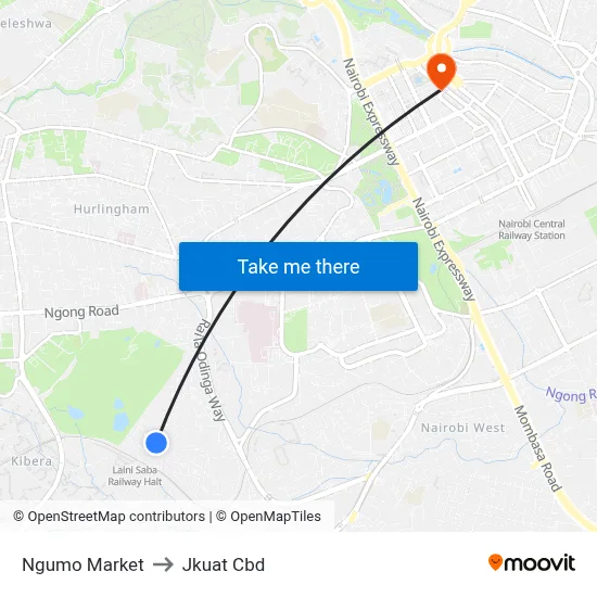 Ngumo Market to Jkuat Cbd map
