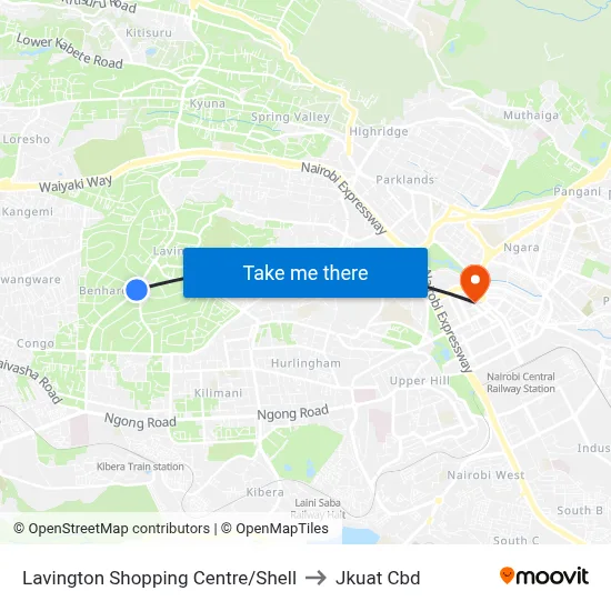 Lavington Shopping Centre/Shell to Jkuat Cbd map