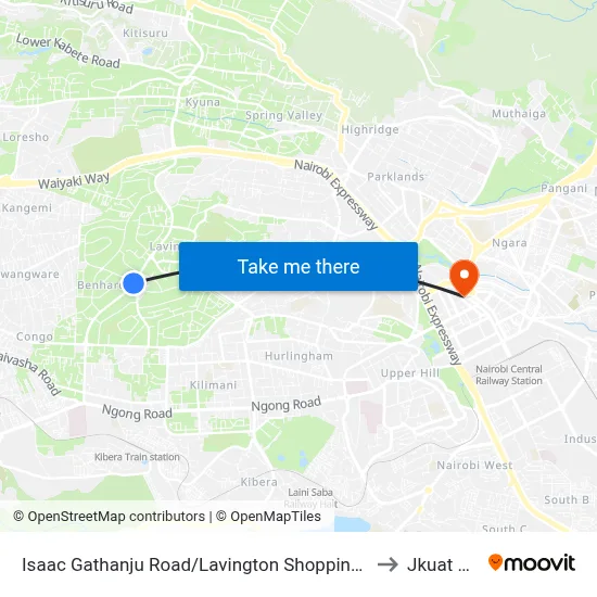 Isaac Gathanju Road/Lavington Shopping Centre to Jkuat Cbd map