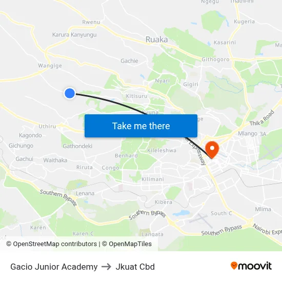 Gacio Junior Academy to Jkuat Cbd map