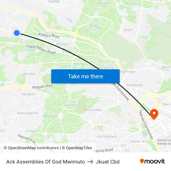 Ack Assemblies Of God Mwimuto to Jkuat Cbd map