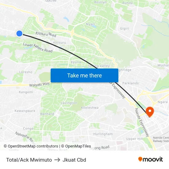 Total/Ack Mwimuto to Jkuat Cbd map