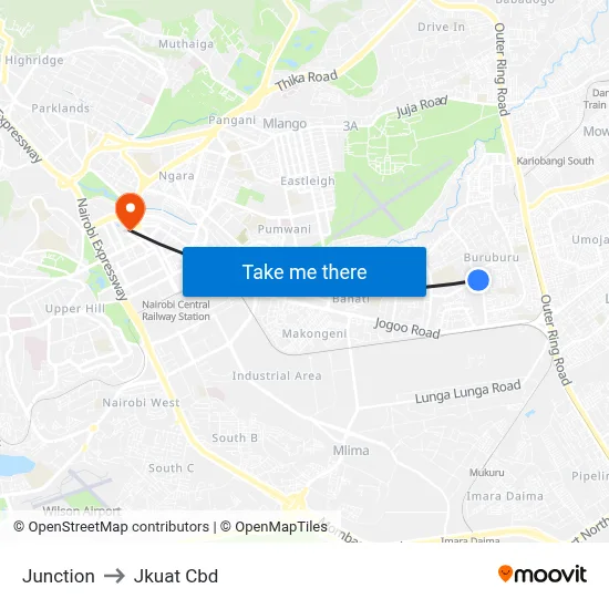 Junction to Jkuat Cbd map