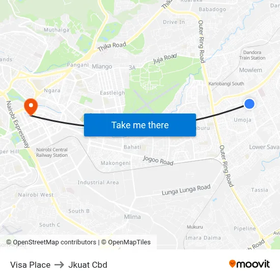 Visa Place to Jkuat Cbd map